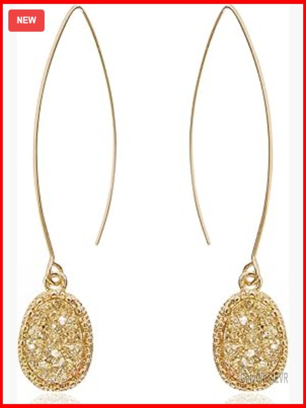 Long Dangling Threader Earrings with Sparkly Oval Stone Drop Hoops